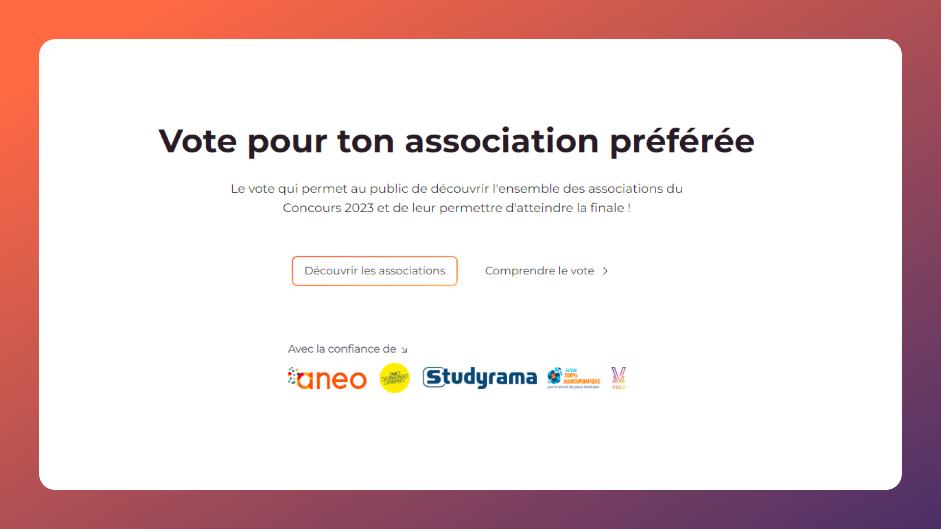 Capture d'écran de la plateforme de vote du Classement des Associations